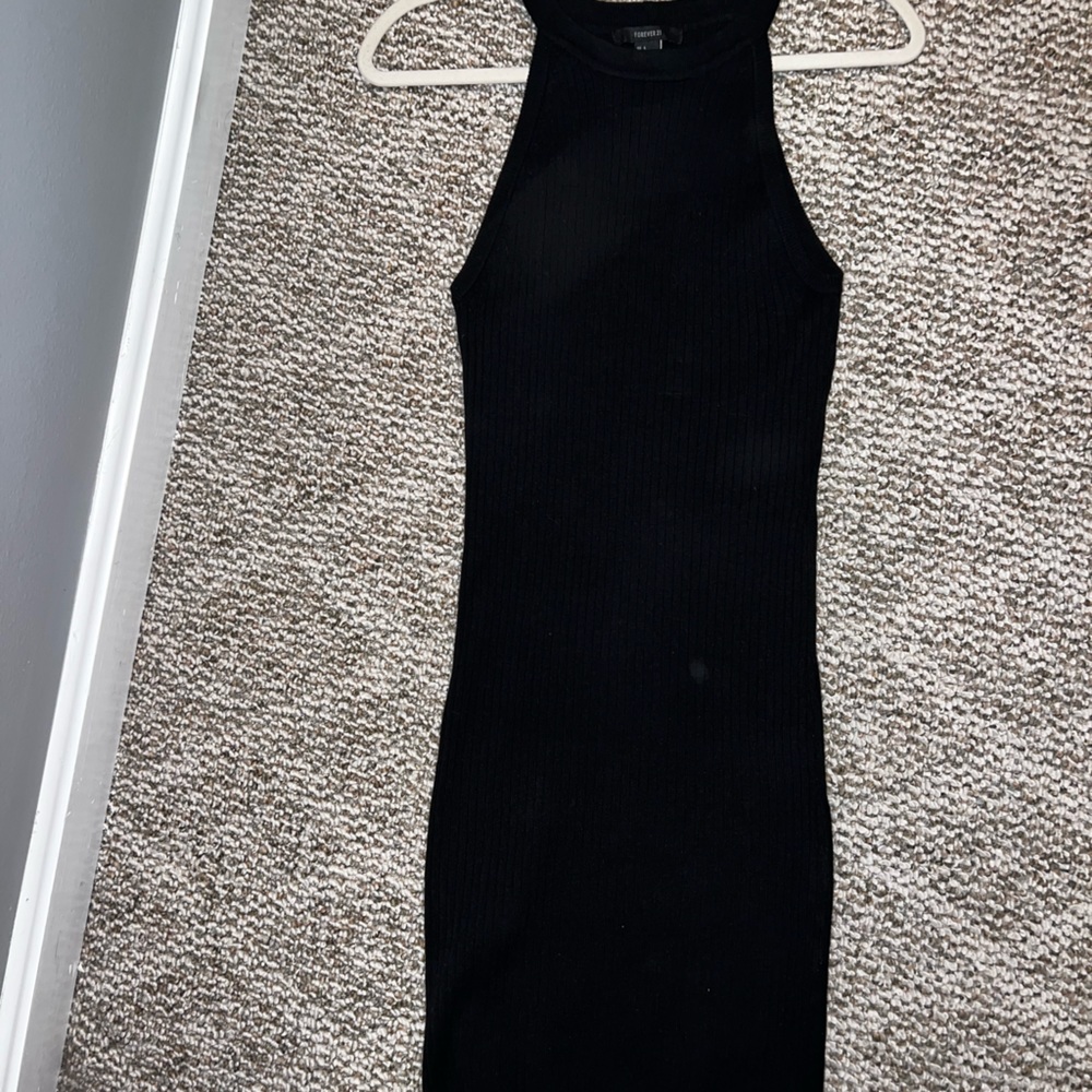 Black high neck dress